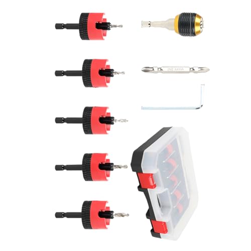 Countersink -Bits für Holz, Countersink -Bohrer für Metall | 7x einstellbare Tiefe Countersink Drill Bit | Trim Restore -Lösung, 1/4 in schnellen Veränderungen Hex Shanks, Hochleistungsgeräte für Prof von Generisch