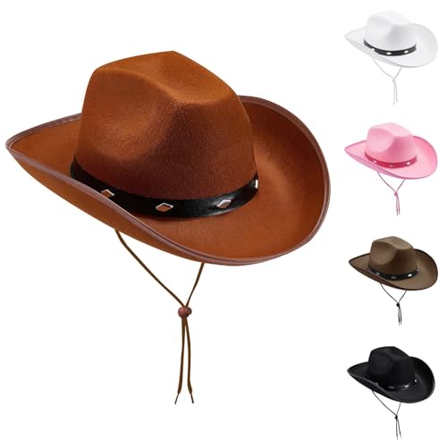 Cowboyhut Damen Herren Westernhut Fedora Hut Breiter Krempe mit Lederband Filzhut Damen Cowboyhut Damen Herren Westernhut Fedora Hut Breiter Krempe mit Lederband Filzhut Damen von Generisch