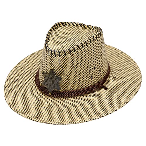 Cowboyhut Damen Herren Westernhut Fedora Hut Breiter Krempe mit Lederband Panama Hut Herren Cowboyhut Damen Herren Westernhut Fedora Hut Breiter Krempe mit Lederband Panama Hut Herren von Generisch