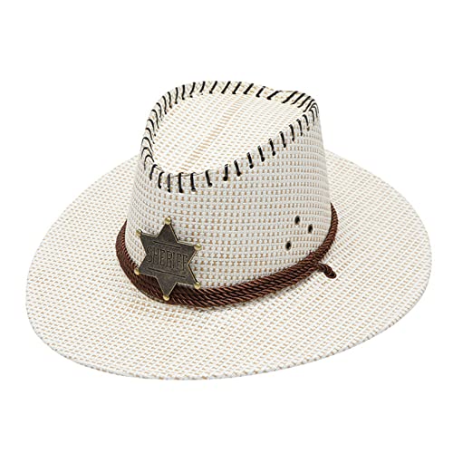 Cowboyhut Damen Herren Westernhut Fedora Hut Breiter Krempe mit Lederband Strohhut Herren Cowboy Cowboyhut Damen Herren Westernhut Fedora Hut Breiter Krempe mit Lederband Strohhut Herren Cowboy von Generisch