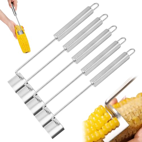 Cozy Home Corn Peeler, Stainless Steel Kernel Stripper Tool with Long Handle Serrated Blade for Effortless Cob Removal, Easy Clean Kitchen Gadget for Home Cooking BBQ Restaurants (5 Pcs) von Generisch