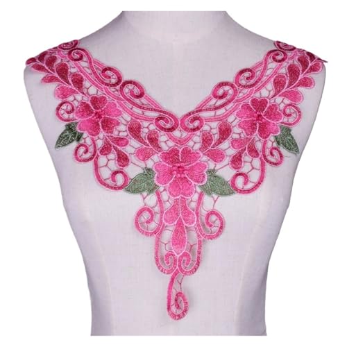 Craft Halsband, blau, lila, grün, Blumenstickerei, Applikation, verziert, Spitze, Halsband, Nähzubehör (Rosa) von Generisch