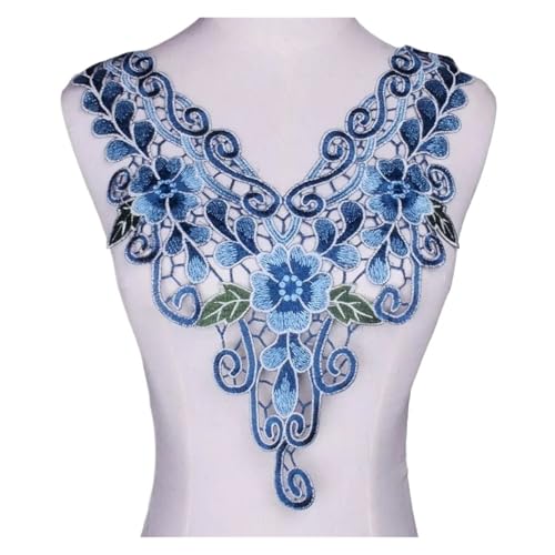 Craft Hundehalsband, blau, lila, grün, Blumenstickerei, Applikation, verzierter Spitzenausschnitt, Halsband, Nähzubehör (blau) von Generisch