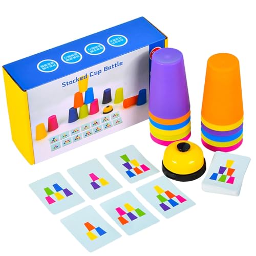 Cup Stacking - Quick Stack Cups Stapel -Spiel für Kinder - Schnelle Cups -Spiele für Kids Intelligence & Response Training | Kids Stapeling Game Cup -Spiel mit 12 echten Wasserbechern von Generisch