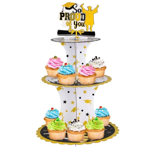 Cupcake-Halter, 3-stöckig, Papp-Dessertständer für Partys und Abschlussdekorationen von Generisch