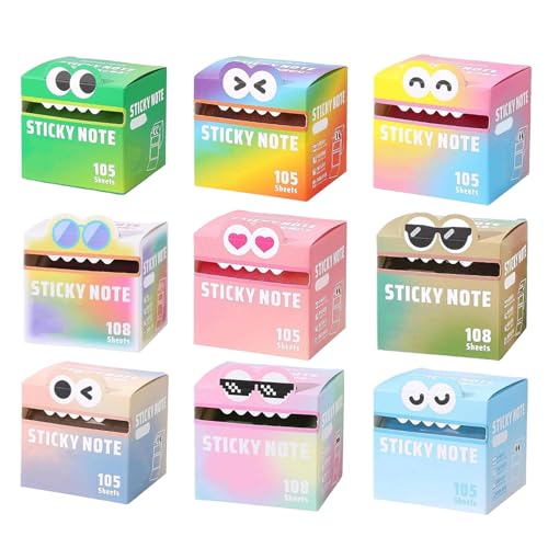 Cute Monster Pattern Sticky Note, 105pcs/Box Funny Pastel Animal Post It Notes, Self Adhesive Cartoon Notes Memo Pads, Notepads Stationery, Small to Do List, Office School Tab Supplies (10*Mix) von Generisch