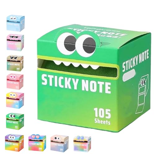 Cute Monster Pattern Sticky Note, 105pcs/Box Funny Pastel Animal Post It Notes, Self Adhesive Cartoon Notes Memo Pads, Notepads Stationery, Small to Do List, Office School Tab Supplies (G) von Generisch