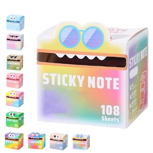 Cute Monster Pattern Sticky Note, 105pcs/Box Funny Pastel Animal Post It Notes, Self Adhesive Cartoon Notes Memo Pads, Notepads Stationery, Small to Do List, Office School Tab Supplies (H) von Generisch