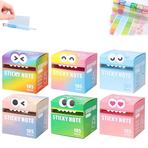 Cute Monster Pattern Sticky Notes, 105 Sheets/Roll Fun Pastel Pull-Out Memo Pads, Self-Adhesive Cartoon Post It Notes for To-Do Lists, Office, School, Journaling & Creative Gifts (All) von Generisch