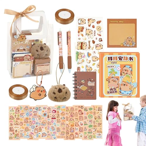 Cute Stationary – Niedliche Bleistifte Capybara Plüsch Haftnotizen – Schulnotizblock, Kinder Schulzubehör, Schüler-Lernbedarf, Notizbuch für die Schule von Generisch
