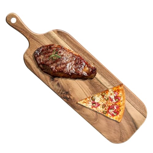 Cutting Board Wood | With Handle Wooden Chopping Board - Double- Cheese Steak Tray Plates for Kitchen Commercial RV Outdoor Restaurant Camping von Generisch