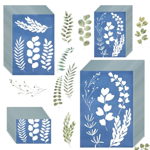 Cyanotype Papier Kit 100 Blatt für Solarfotografie (A4/A5/A6/A7), Wasserabweisendes DIY Kunst und Bildungspapier zum Drucken von Generisch
