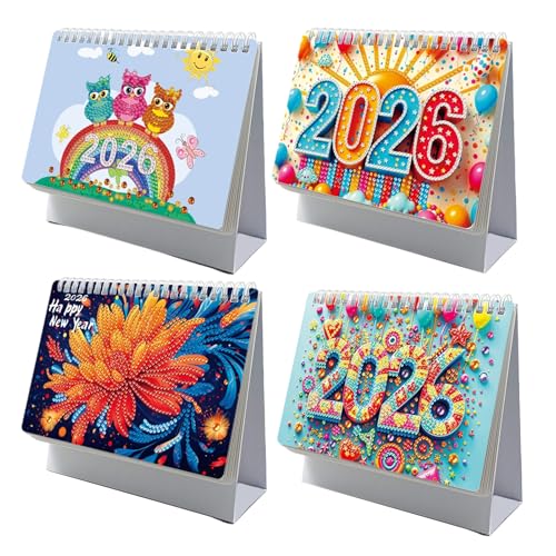 D-IY Diamond Painting Kalender 2026-4 Stück Diamant Tischkalender Ornaments, Stehender Flipes Desktop Kalender, Monatsplaner Ka-lender Tischdekoration für Büro, Zuhause, Schule D-IY Diamond Painting Kalender 2026-4 Stück Diamant Tischkalender Ornaments, Stehender Flipes Desktop Kalender, Monatsplaner Ka-lender Tischdekoration für Büro, Zuhause, Schule von Generisch
