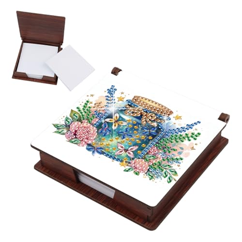 DIY Aufbewahrungsbox für Diamant-Notizen, Diamant-Kunstmalerei, Holz mit 160 Haftnotizen, Aufbewahrungsbox, wiederverwendbare Notizboxen, für Schreibtisch, Organisation, Glasflasche von Generisch