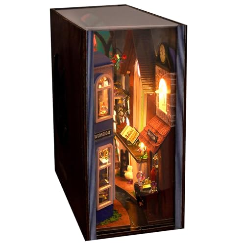 Buchstützen-Set, Magische Buchecke | Dekoration für Bücherregaleinsatz 3 D Book Nook - Dekorative Buchstützen mit LED-Licht, Modell-Set aus Buchstützen für von Generisch