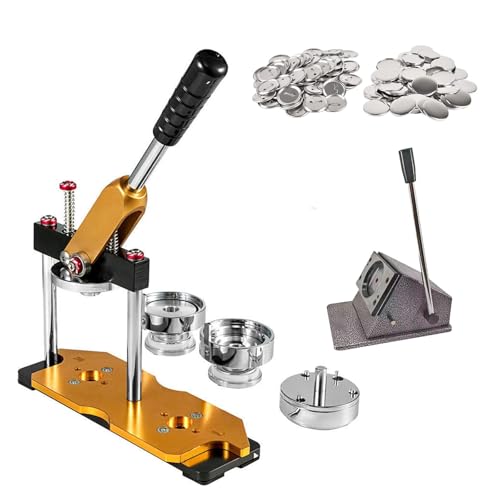 DIY Button Maker Maschine mit 100 Knopfteilen zum Erstellen benutzerdefinierter Pin Buttons & Badges - für Kühlschrankmagnete, Schlüsselanhänger und Eisenabzeichen von Generisch