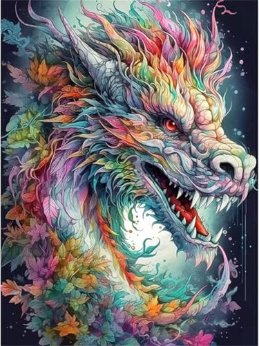 DIY Diamant Art Painting Set, Drachen Square Drill Diamond Painting Set für Erwachsene Anfänger, Vollbohrer Diamanten Malerei Stickerei, Mosaikherstellung Bilder für Haus Wanddeko 80x100cm Dn9253 von Generisch