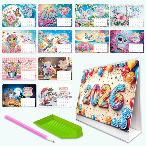 DIY Diamond Art Painting Desk 2026 Kalender Ornament Monatsplaner von Januar 2026 bis Dez, 12 Monate Home Office Schreibtischkalender für Planung Dekoration - 2026 A DIY Diamond Art Painting Desk 2026 Kalender Ornament Monatsplaner von Januar 2026 bis Dez, 12 Monate Home Office Schreibtischkalender für Planung Dekoration - 2026 A von Generisch