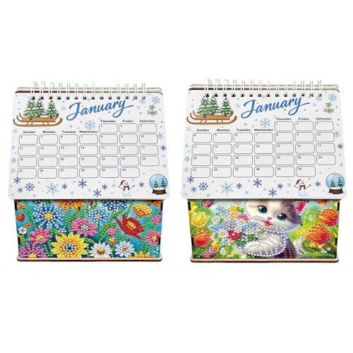 DIY Diamond Art Painting Haus Aufbewahrungsbox Kalender, kreative Holz Weihnachten Diamant Kunst 2026 Flip Tabletop Haus Kalender für Büro Home Decoration-2PCS-B DIY Diamond Art Painting Haus Aufbewahrungsbox Kalender, kreative Holz Weihnachten Diamant Kunst 2026 Flip Tabletop Haus Kalender für Büro Home Decoration-2PCS-B von Generisch