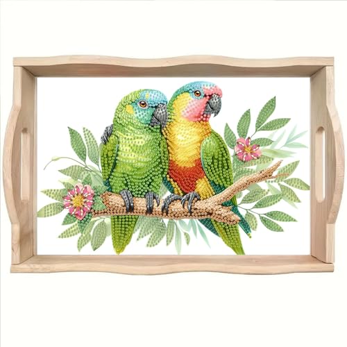 DIY Diamond Art Painting Holztablett Kit, Lebensmitteltabletts mit Griff, Diamant bemalte Tischdekoration Tablett, für Frühstück, Bar, Esstisch, Edelsteinmalerei, Kunst-Set für Anfänger-Parrot DIY Diamond Art Painting Holztablett Kit, Lebensmitteltabletts mit Griff, Diamant bemalte Tischdekoration Tablett, für Frühstück, Bar, Esstisch, Edelsteinmalerei, Kunst-Set für Anfänger-Parrot von Generisch