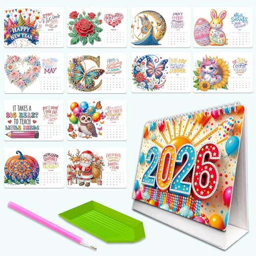 DIY Diamond Art Painting Schreibtischkalender, kreativer Diamantkunst-Schreibtischkalender mit 12-Monatsmustern, Neujahrsgeschenk für Familie, Freunde, 02-Blumen-Annimal DIY Diamond Art Painting Schreibtischkalender, kreativer Diamantkunst-Schreibtischkalender mit 12-Monatsmustern, Neujahrsgeschenk für Familie, Freunde, 02-Blumen-Annimal von Generisch