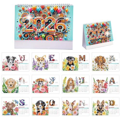 DIY Diamond Art Painting Schreibtischkalender Ornament Diamond Art Painting 2026 von Jan 2026 - Dez, 12 Monatskalender, Tischkalender für Home Office Planung Hund DIY Diamond Art Painting Schreibtischkalender Ornament Diamond Art Painting 2026 von Jan 2026 - Dez, 12 Monatskalender, Tischkalender für Home Office Planung Hund von Generisch