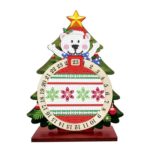 DIY Diamond Art Painting Weihnachten Countdown Kalender, Kreative Diamantkunst 25 Tage Holz Rotierender Weihnachtsbaum Kalender Geschenke Bastelset Einseitig-04 Eisbären DIY Diamond Art Painting Weihnachten Countdown Kalender, Kreative Diamantkunst 25 Tage Holz Rotierender Weihnachtsbaum Kalender Geschenke Bastelset Einseitig-04 Eisbären von Generisch