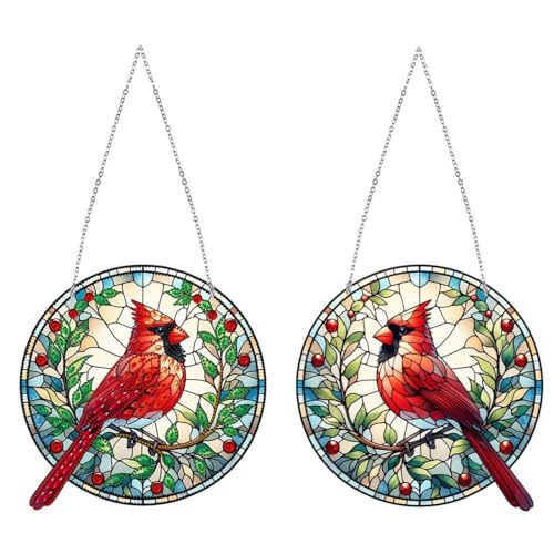 DIY Diamond Painting Anhänger mit Kette, Diamant Painting Bilder, Kreatives 5D Diamond Malerei Wandbehang Kits für Fenster Wand Eingang Garten Decor-09-Kardinal von Generisch