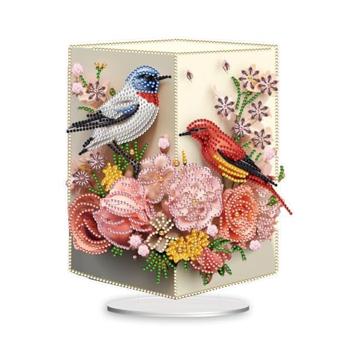 DIY Diamond Painting Tisch Deko, 5D Diamant Painting Rose Schmetterling Blumen Vögel Tischdeko, Diamant Malerei Stehend Kunst Set, Ornamente Geschenke für Zuhause,Büro Dekoration (05) von Generisch