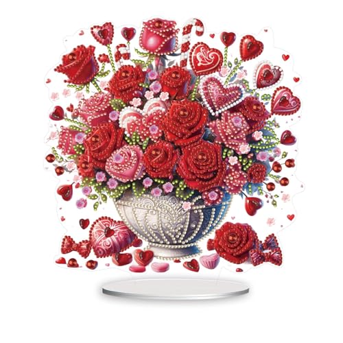 DIY Diamond Painting Tisch Deko, 5D Diamant Painting Rose Schmetterling Blumen Vögel Tischdeko, Diamant Malerei Stehend Kunst Set, Ornamente Geschenke für Zuhause,Büro Dekoration (11) von Generisch