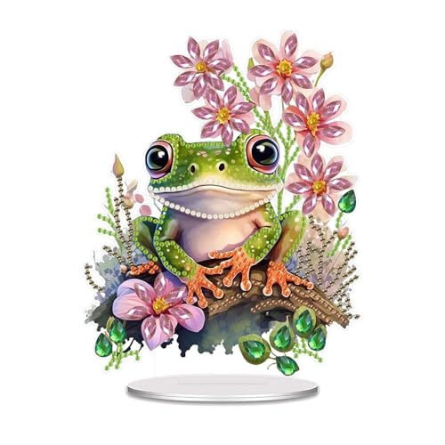 DIY Diamond Painting Tisch Deko, 5D Diamant Painting Tiere Vögel Tischdeko, Diamant Malerei Stehend Kunst Set, Ornamente Geschenke für Anfänger Zuhause,Büro Dekoration-Frosch 01 von Generisch