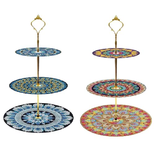 DIY Dot Diamond Snack Stand Diamond Painting Mandala Muster Design Dreilagiger Speiseteller - 2 Stück DIY Dot Diamond Snack Stand Diamond Painting Mandala Muster Design Dreilagiger Speiseteller - 2 Stück von Generisch