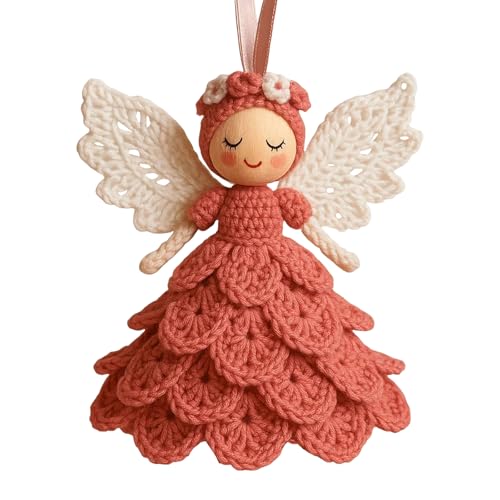 DIY Häkel-Set für Weihnachtsbaum Deko - Starter Kit mit Wolle, Häkelnadel & Anleitung - Handmade Weihnachtsmänner Engeln Häkelfiguren als Baumanhänger - Geschenk für Anfänger (4-5 Zoll) von Generisch