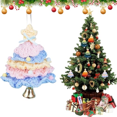 DIY Häkel-Weihnachtsbaum-Set, kreatives Häkel-Mini-Baumwollgarn, Weihnachtsbaum-Hängeornamente, für Weihnachtsfeier, Auto-Rückspiegel (fertiges Produkt) (Stil C) von Generisch