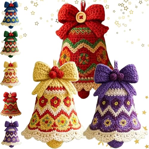 DIY Häkelset Weihnachtsglocke, komplettes Anfänger-Bastelset mit Garn und Anleitung (evtl. nicht in deutscher Sprache), für Bastelliebhaber, Weihnachtsgeschenk (3-teilig) von Generisch