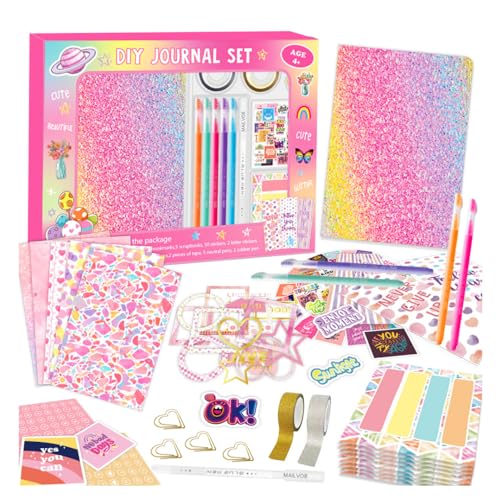 DIY Journal Geschenkset für Kinder mit Gold - Folienelemente, blaues Scrapbook-Kit enthält Notizbuch, Aufkleber, Memoblätter, dekorative Papiere, Stifte und Zubehör, für Jungen und Mädchen von Generisch