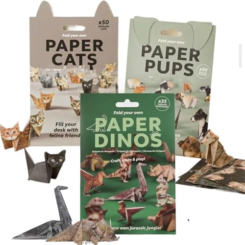 DIY Papierkatzen – 50 Blatt DIY Origami-Papier zum Falten niedliche Katzenfiguren, kreatives Origami-Tier-Bastelset, lustige Bastelaktivität für Tierliebhaber (gemischt, 3 Stück) von Generisch