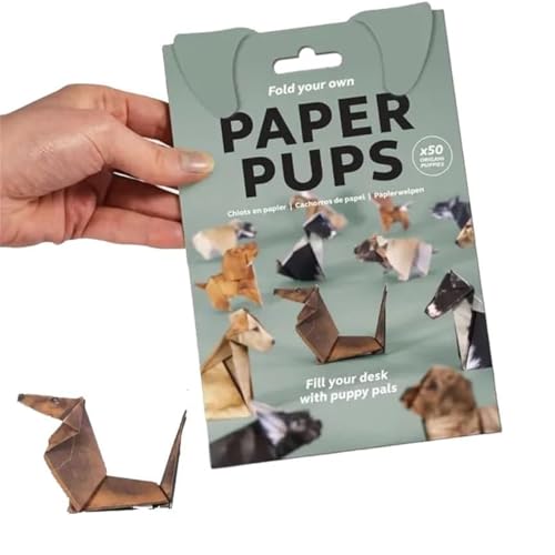 DIY-Papierkatzen – 50 Blatt Origami-Papier zum Falten niedlicher Katzenfiguren, lustige Bastelaktivität für Erwachsene und Kinder, Schreibtischdekoration und Geschenk (Hund, 50 Stück) von Generisch