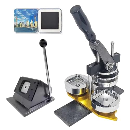 DIY Square Photo Button Maker Kit with Paper Cutter, Includes 100 Sets of Consumables for Custom Badges and Magnets Creation von Generisch