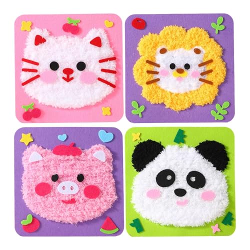 DIYs Embroidery Doll Set | 4 Stücke Cartoon Tieren Sticken Kinder | Handgefertigtes Stickbilder Spielzeug für Kinder zum Nähen Eigener Produkte | Pädagogisches Nähmaterial Stickset für Ab 3 Jahren DIYs Embroidery Doll Set | 4 Stücke Cartoon Tieren Sticken Kinder | Handgefertigtes Stickbilder Spielzeug für Kinder zum Nähen Eigener Produkte | Pädagogisches Nähmaterial Stickset für Ab 3 Jahren von Generisch