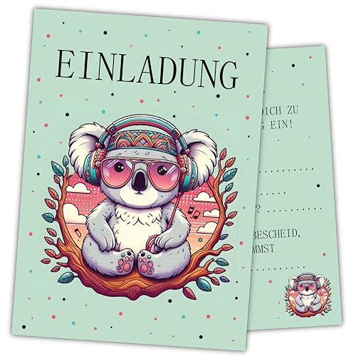 Damalia | 12 Einladungskarten | Kindergeburtstag | Mädchen | Junge | Koala Kopfhörer | Bunt | Kinderparty | DIN A6 | Einladung | Geburtstag | klein und groß | KoalaKopfhörer001 Damalia | 12 Einladungskarten | Kindergeburtstag | Mädchen | Junge | Koala Kopfhörer | Bunt | Kinderparty | DIN A6 | Einladung | Geburtstag | klein und groß | KoalaKopfhörer001 von Generisch