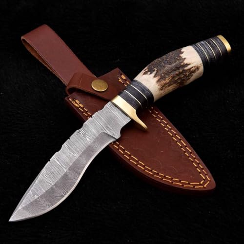 Damast Messer Damaszener Stahl Jagd Knife Damascus Hunting Bowie MAQ4520 von Generisch
