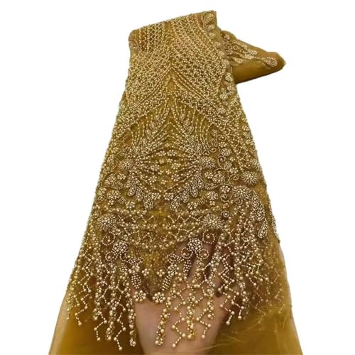 Damen Mesh Pailletten Perlen bestickt Tüll Spitze Stoff zum Nähen Braut Hochzeitskleid und Dekoration von Generisch