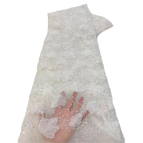 Damen Neueste Blume Spitze Stoff mit 3D Perlen und Pailletten für Partykleider, Brautkleider und Nähen Damen Neueste Blume Spitze Stoff mit 3D Perlen und Pailletten für Partykleider, Brautkleider und Nähen von Generisch