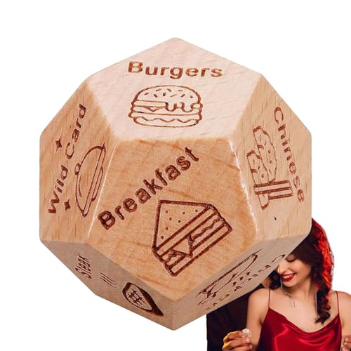 Datumswürfel für Paare, Lebensmittelentscheidungswürfel, Datums-Nacht-Würfel, Dating Würfel aus Holz, Dinnerwürfel, Lebensmittelwürfel, Date-Nacht-Spiel für Erwachsene, Paare, Strumpffüller, 3 x 3 x 3 von Generisch