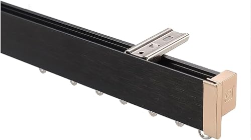 Decken- und Wandhalterung, Aluminium-Vorhangschiene, verstellbar, 1 m - 6 m, Vorhangschiene für Raumteiler, schwarz, perfekt für Wohnzimmer und Schlafzimmer (5,2 m, 4 x 1,3 m) von Generisch