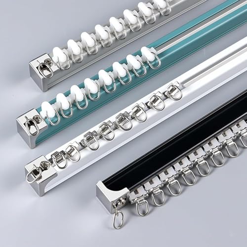 Deckenvorhangschiene, Aluminiumlegierung, strapazierfähig, mit Riemenscheibe, für Wohnzimmer, Schlafzimmer Deckenvorhangschiene, Aluminiumlegierung, strapazierfähig, mit Riemenscheibe, für Wohnzimmer, Schlafzimmer von Generisch