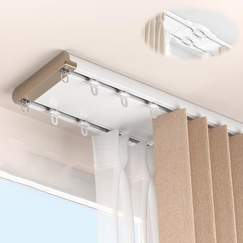 Deckenvorhangschienen-Set Doppelschiene geräuschlos gleitend für Wohnzimmer Schlafzimmer Hotel von Generisch