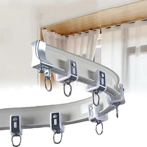 Deckenvorhangschienensystem aus weißem Aluminium, verstellbare Längen 3m/4m/5m, vielseitige Wand- und Deckenhalterung für Vorhänge & Duschen, komplett mit Zubehör Deckenvorhangschienensystem aus weißem Aluminium, verstellbare Längen 3m/4m/5m, vielseitige Wand- und Deckenhalterung für Vorhänge & Duschen, komplett mit Zubehör von Generisch
