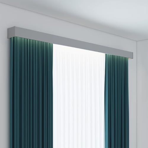 Deckenvorhangschienensystem mit lichtblockierender Schiene, Doppelschiene für Fenster, verstellbare Gardinenstange, einfache Installation, modernes Wohndekor-Zubehör Deckenvorhangschienensystem mit lichtblockierender Schiene, Doppelschiene für Fenster, verstellbare Gardinenstange, einfache Installation, modernes Wohndekor-Zubehör von Generisch